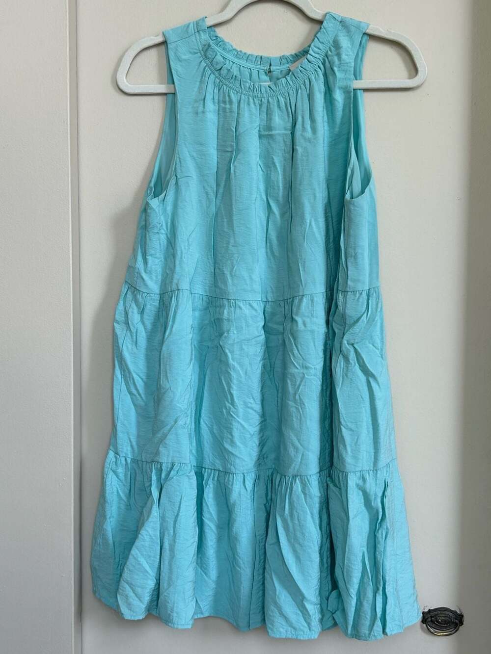 LOFT Petites Aqua Blue Sleeveless Tiered Dress Size LP